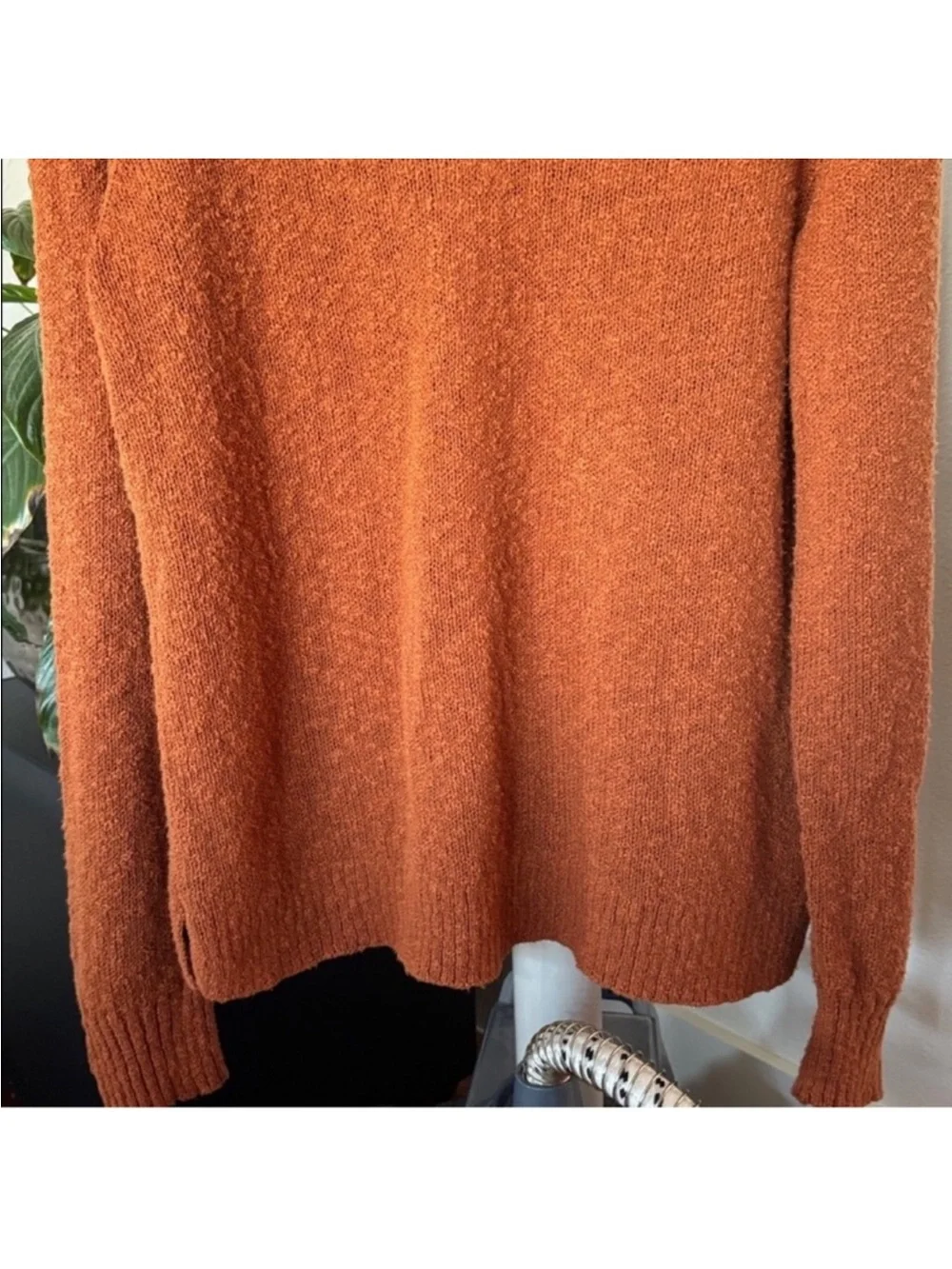J Crew Brown Copper Knit V Neck Sweater Sz L side slits